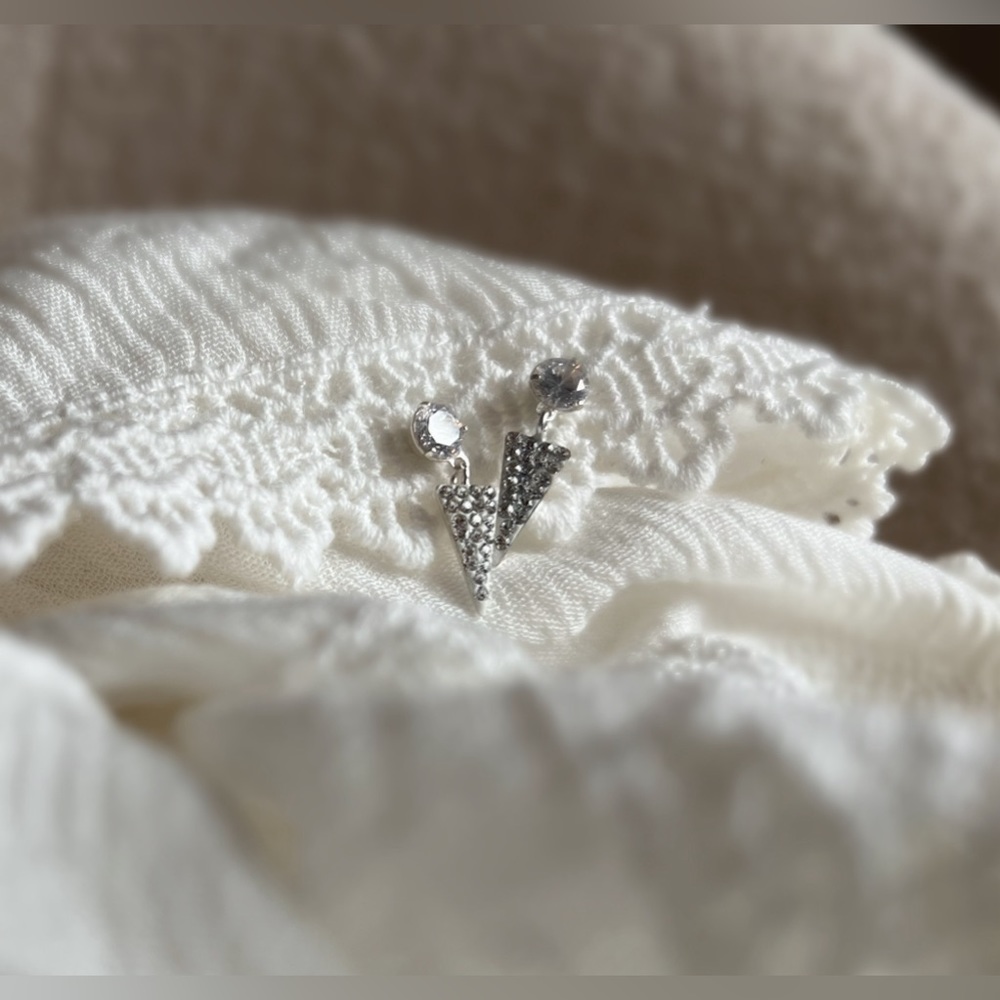 Triangle Crystal Sterling Silver Earrings